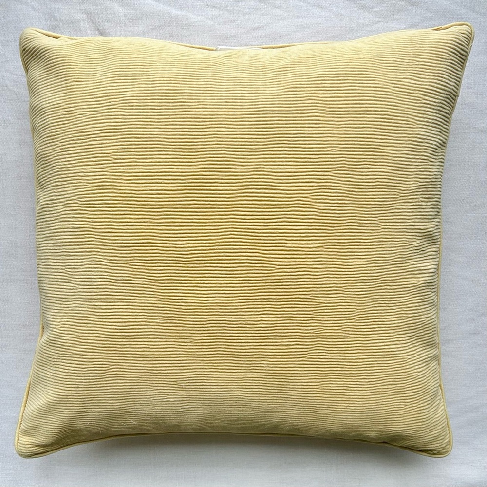 soft yellow CORDUROY 18 x 18 down-filled pillow